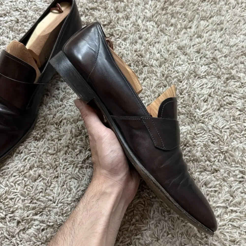 Vintage Prada Patent Leather Loafers Brown Slip On Shoes Men’s Size 8.5 D
